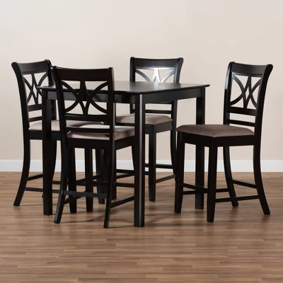 5pc Chandler Pub Dining Set Sand/Espresso - Baxton Studio 6 5pc Chandler Pub Dining Set Sand/Espresso - Baxton Studio - Image 6