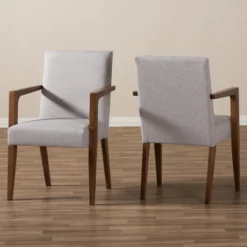 Set Of 2 Andrea Mid - Century Modern Upholstered Wooden Armchair - Grayish Beige - Baxton Studio 8 Set Of 2 Andrea Mid - Century Modern Upholstered Wooden Armchair - Grayish Beige - Baxton Studio -Baxton Studio GUEST 369f10b0 9cf6 47a4 a257 ead9a167bd3b
