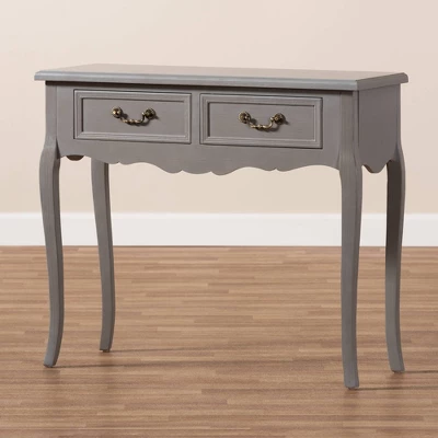 Capucine Finished Wood 2 Drawer Console Table Gray - Baxton Studio 4 Capucine Finished Wood 2 Drawer Console Table Gray - Baxton Studio - Image 4