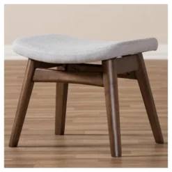 Vera Mid - Century Modern Fabric Upholstered Ottoman - Light Gray, "Walnut" Brown - Baxton Studio 6 Vera Mid - Century Modern Fabric Upholstered Ottoman - Light Gray, "Walnut" Brown - Baxton Studio -Baxton Studio GUEST 36ffee68 b441 4408 9906 62b2ca9b2018