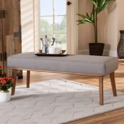 Odessa Mid-Century Modern Fabric Upholstered Wood Dining Bench Walnut/Brown - Baxton Studio 8 Odessa Mid-Century Modern Fabric Upholstered Wood Dining Bench Walnut/Brown - Baxton Studio -Baxton Studio GUEST 372e0e67 2952 4624 82d2 5208c9b843d8