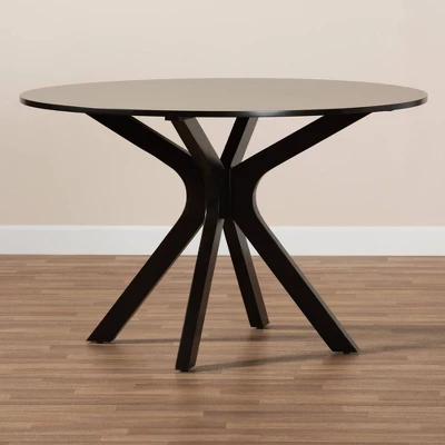 48" Kenji Wide Round Wood Dining Table Dark Brown - Baxton Studio 5 48" Kenji Wide Round Wood Dining Table Dark Brown - Baxton Studio - Image 5