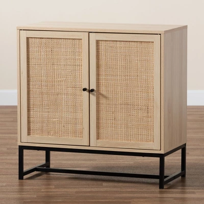 Caterina Wood And Natural Rattan 2 Door Storage Cabinet Natural Brown/Black - Baxton Studio 8 Caterina Wood And Natural Rattan 2 Door Storage Cabinet Natural Brown/Black - Baxton Studio - Image 8