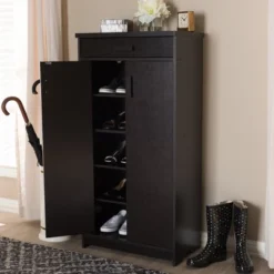 Bienna Modern And Contemporary Finished Shoe Cabinet Dark Brown - Baxton Studio -Baxton Studio GUEST 3768f76d dfeb 40a1 9143 04c589370ef0