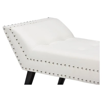 Tamblin Modern And Contemporary Faux Leather Upholstered Large Ottoman Seating Bench - White - Baxton Studio 3 Tamblin Modern And Contemporary Faux Leather Upholstered Large Ottoman Seating Bench - White - Baxton Studio - Image 3