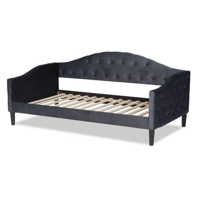 Benjamin Velvet Fabric Upholstered And Wood Daybed - Baxton Studio 4 Benjamin Velvet Fabric Upholstered And Wood Daybed - Baxton Studio - Image 4
