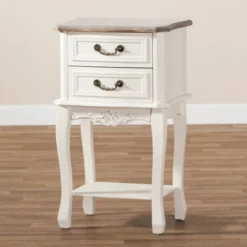 Amalie 2 Drawer Wood Nightstand White/Oak - Baxton Studio -Baxton Studio GUEST 37a6acad 7947 4b9d 94a2 890afd56d6df
