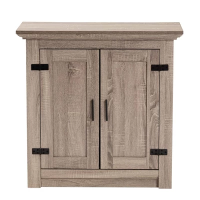 Bruce Farmhouse Wood 2 Doors Shoe Storage Cabinet Oak/Brown - Baxton Studio 2 Bruce Farmhouse Wood 2 Doors Shoe Storage Cabinet Oak/Brown - Baxton Studio - Image 2