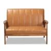 Nikko Mid-Century Faux Leather Upholstered Wood Loveseat Walnut/Brown - Baxton Studio