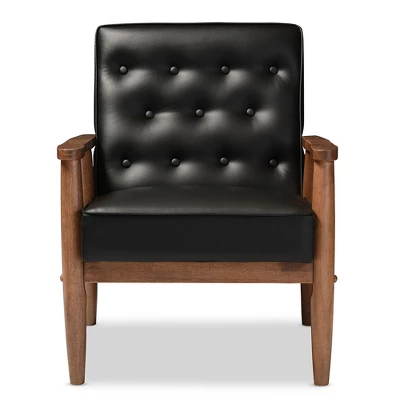 Sorrento Mid - Century Retro Modern Faux Leather Upholstered Wooden Lounge Chair - Baxton Studio 1 Sorrento Mid - Century Retro Modern Faux Leather Upholstered Wooden Lounge Chair - Baxton Studio