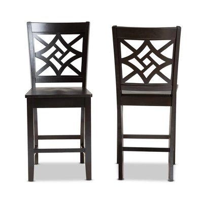 2pc Nicolette Wood Counter Height Barstools - Baxton Studio 1 2pc Nicolette Wood Counter Height Barstools - Baxton Studio
