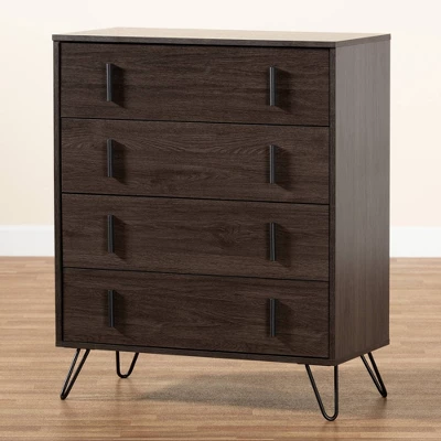 Baldor Wood Metal 4 Drawer Bedroom Chest Dark Brown - Baxton Studio 8 Baldor Wood Metal 4 Drawer Bedroom Chest Dark Brown - Baxton Studio - Image 8