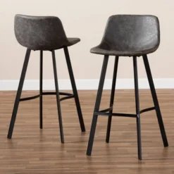 Set Of 2 Tani Faux Leather Upholstered Metal Barstools Gray/Black - Baxton Studio 10 Set Of 2 Tani Faux Leather Upholstered Metal Barstools Gray/Black - Baxton Studio -Baxton Studio GUEST 39aee863 3bc0 4b0b a86e 9e04e7a6a18d