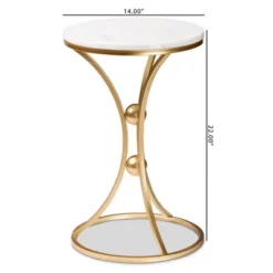Tarmon Metal End Table With Marble Tabletop Gold - Baxton Studio -Baxton Studio GUEST 39bd9b33 2b22 4688 b51d 2aa791a48c76