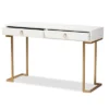 Beagan Wood And Metal 2 Drawer Console Table White/Gold - Baxton Studio: Elegant Storage For Entryway
