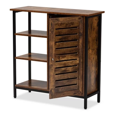 Wayland Rustic Wood And Metal 1 Door Shoe Storage Cabinet Brown/Black - Baxton Studio 1 Wayland Rustic Wood And Metal 1 Door Shoe Storage Cabinet Brown/Black - Baxton Studio