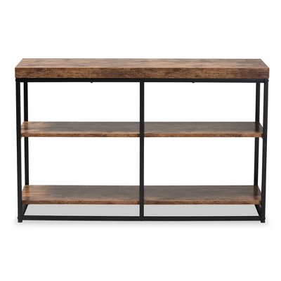 Bardot Wood And Metal 3 Tier Console Table Walnut Brown/Black - Baxton Studio 2 Bardot Wood And Metal 3 Tier Console Table Walnut Brown/Black - Baxton Studio - Image 2