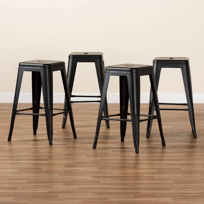 4pc Horton Metal Stackable Counter Stool Set - Baxton Studio 6 4pc Horton Metal Stackable Counter Stool Set - Baxton Studio - Image 6