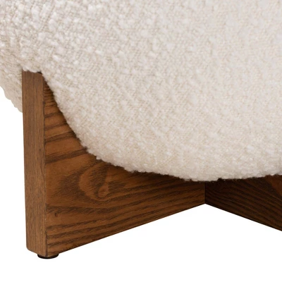 Fisk Fabric And Wood Ottoman Footstool Cream/Walnut Brown - Baxton Studio: Plywood & Polyester, No Assembly Required 3 Fisk Fabric And Wood Ottoman Footstool Cream/Walnut Brown - Baxton Studio: Plywood & Polyester, No Assembly Required - Image 3