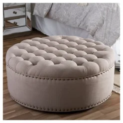 Iglehart Linen Modern Tufted Ottoman - Baxton Studio 12 Iglehart Linen Modern Tufted Ottoman - Baxton Studio -Baxton Studio GUEST 3b9996d0 9fea 4eee aaae 5fca159ce495