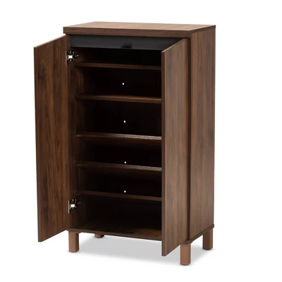 Talon Two-Tone Wood 2 Door Shoe Storage Cabinet Walnut Brown/Dark Gray - Baxton Studio 1 Talon Two-Tone Wood 2 Door Shoe Storage Cabinet Walnut Brown/Dark Gray - Baxton Studio