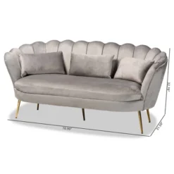 Genia Velvet Fabric Upholstered And Metal Sofa Gray/Gold - Baxton Studio 21 Genia Velvet Fabric Upholstered And Metal Sofa Gray/Gold - Baxton Studio -Baxton Studio GUEST 3c2d3cc0 14f3 44f4 a04f f62e34753e2c