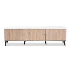 Bastien Light Oak 6 Shelf TV Stand For TVs Up To 60" White/Brown - Baxton Studio 11 Bastien Light Oak 6 Shelf TV Stand For TVs Up To 60" White/Brown - Baxton Studio -Baxton Studio GUEST 3c4fa12d 46f3 4a1c b48e 52f7b60d7a2b