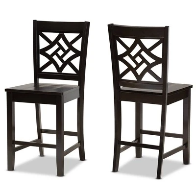 2pc Nicolette Wood Counter Height Barstools - Baxton Studio 7 2pc Nicolette Wood Counter Height Barstools - Baxton Studio - Image 7