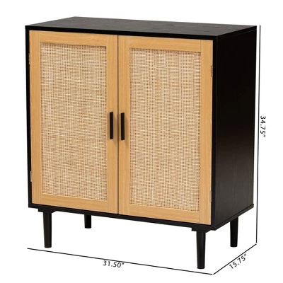 Maureen Wood And Rattan 2 Door Storage Cabinet Espresso/Natural Brown - Baxton Studio 9 Maureen Wood And Rattan 2 Door Storage Cabinet Espresso/Natural Brown - Baxton Studio - Image 9