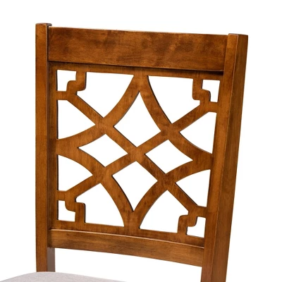 2pc Mael Fabric Upholstered And Wood Dining Chair Set Gray/Brown - Baxton Studio 3 2pc Mael Fabric Upholstered And Wood Dining Chair Set Gray/Brown - Baxton Studio - Image 3