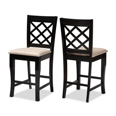 Set Of 2 Alora Upholstered Wood Counter Height Barstools - Baxton Studio 9 Set Of 2 Alora Upholstered Wood Counter Height Barstools - Baxton Studio - Image 9
