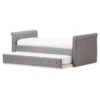 Twin Swanson Modern And Contemporary Fabric Tufted Daybed With Roll-Out Trundle Guest Bed Gray - Baxton Studio: Polyester Upholstery, Nailhead Detail
