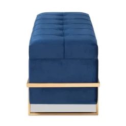 Parker Velvet Upholstered And Metal Storage Ottoman Blue/Gold - Baxton Studio -Baxton Studio GUEST 3cf8f5f6 9963 4f94 b613 38d94f4a5860