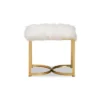 Gwyn Glam And Luxe Faux Fur Upholstered And Metal Ottoman White/Gold - Baxton Studio