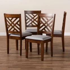 Set Of 4 Caron Fabric Upholstered Wood Dining Chair Set Gray/Walnut - Baxton Studio -Baxton Studio GUEST 3d74fa69 0803 4f8e bff0 d9490fab95ba