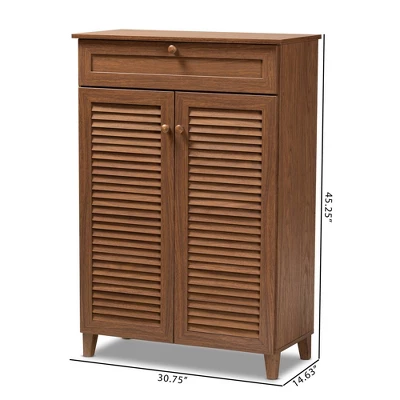 Shelf Wood Shoe Storage Cabinet With Drawer Coolidge Brown - Baxton Studio 9 Shelf Wood Shoe Storage Cabinet With Drawer Coolidge Brown - Baxton Studio - Image 9