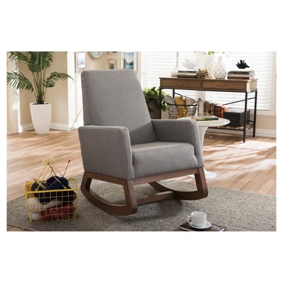 Yashiya Mid - Century Retro Modern Fabric Upholstered Rocking Chair - Baxton Studio 3 Yashiya Mid - Century Retro Modern Fabric Upholstered Rocking Chair - Baxton Studio - Image 3
