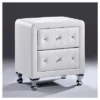 Stella Crystal Tufted Upholstered Modern Nightstand - White - Baxton Studio: Glamorous Design, Chrome Legs, Faux Leather