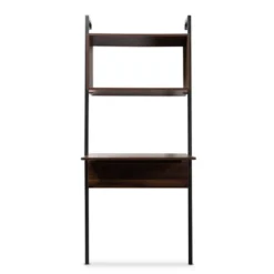 Baxton Studio 43 Fariat Walnut Wood And Metal Display Shelf With Desk Brown/Black - Baxton Studio