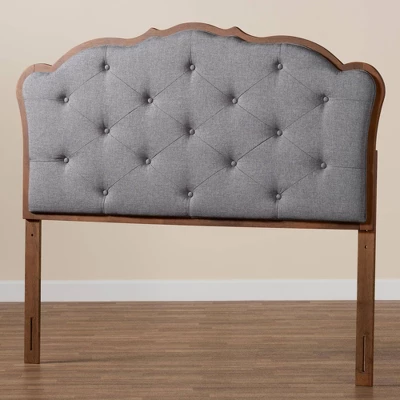 Baxton Studio Baxton Studio Queen Leandra Fabric And Wood Headboard Gray/Walnut Brown 5 Baxton Studio Baxton Studio Queen Leandra Fabric And Wood Headboard Gray/Walnut Brown - Image 5