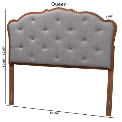 Baxton Studio Baxton Studio Queen Leandra Fabric And Wood Headboard Gray/Walnut Brown 6 Baxton Studio Baxton Studio Queen Leandra Fabric And Wood Headboard Gray/Walnut Brown - Image 6