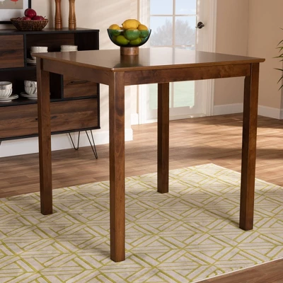 Lenoir Wood Square Counter Height Pub Table Walnut - Baxton Studio 3 Lenoir Wood Square Counter Height Pub Table Walnut - Baxton Studio - Image 3