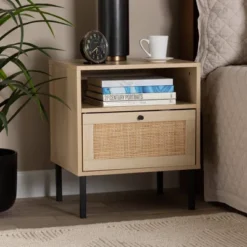 Caterina Wood And Natural Rattan 1 Door End Table Natural Brown/Black - Baxton Studio 10 Caterina Wood And Natural Rattan 1 Door End Table Natural Brown/Black - Baxton Studio -Baxton Studio GUEST 3ebd400f 4cf8 48f6 9368 2a6cb828e30e