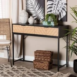 Jacinth Two-Tone Wood And Metal 2 Drawer Console Table Black/Natural Brown - Baxton Studio 10 Jacinth Two-Tone Wood And Metal 2 Drawer Console Table Black/Natural Brown - Baxton Studio -Baxton Studio GUEST 3ed29a1d 7aa8 4aca b581 a460cd13a290