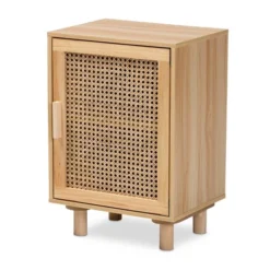 Maclean Rattan Wood 1 Door Nightstand Natural/Brown - Baxton Studio -Baxton Studio GUEST 3f275b22 3fd6 41cc b68b 124878575aa5