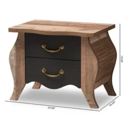 Romilly Country Cottage Farmhouse Oak Finished Wood 2 Drawer Nightstand Black/Brown - Baxton Studio 17 Romilly Country Cottage Farmhouse Oak Finished Wood 2 Drawer Nightstand Black/Brown - Baxton Studio -Baxton Studio GUEST 3fa820e7 b57c 43b9 bd95 1b3f2ad18257