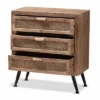 Calida Wood And Rattan 3 Drawer Storage Cabinet Brown - Baxton Studio