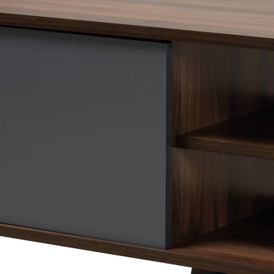 Clapton Multi Toned Wood TV Stand For TVs Up To 75" Gray/Brown - Baxton Studio 4 Clapton Multi Toned Wood TV Stand For TVs Up To 75" Gray/Brown - Baxton Studio - Image 4