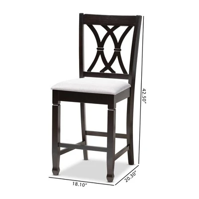 2pc Reneau Finished Wood Counter Height Pub Chairs - Baxton Studio 3 2pc Reneau Finished Wood Counter Height Pub Chairs - Baxton Studio - Image 3