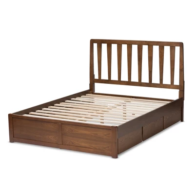 Queen Raurey Modern And Contemporary Walnut Finished Storage Platform Bed Brown - Baxton Studio 3 Queen Raurey Modern And Contemporary Walnut Finished Storage Platform Bed Brown - Baxton Studio - Image 3